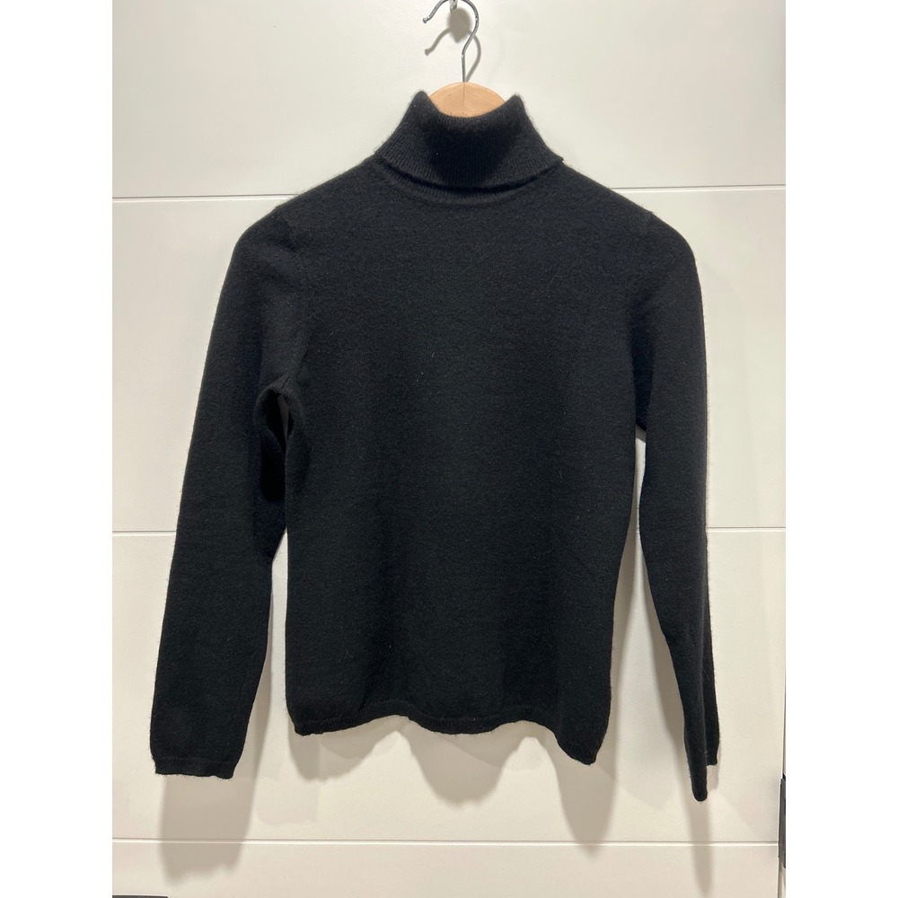 Charter Club Black 100% Cashmere Turtleneck Sweater Womens Small 2-Ply Knit